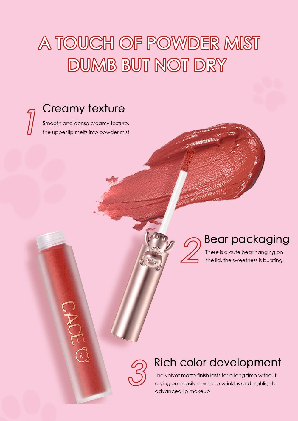 CACE Lipgloss Makeup liquid Lipstick Makeup Matte Long Lasting Waterproof Velvet Liquid Lip Stick Sexy Fashion Lips Make Up