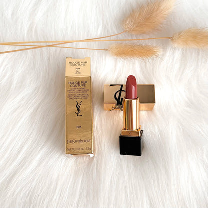 YSL Rouge Pur Couture Satin Lipstick Mini NM Nu Muse 1.3g Moisturizing Long Lasting Lipstick with Ceramides Nourishing Lip Care