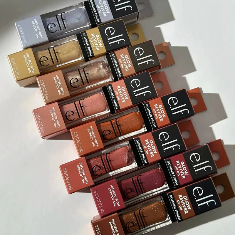 Elf New Glow Reviver Lip Gloss Candy Divine Wine Tinted Lightweight Moisturizing Nutritious Lip Oil Plump Lip Makeup Cosmetics