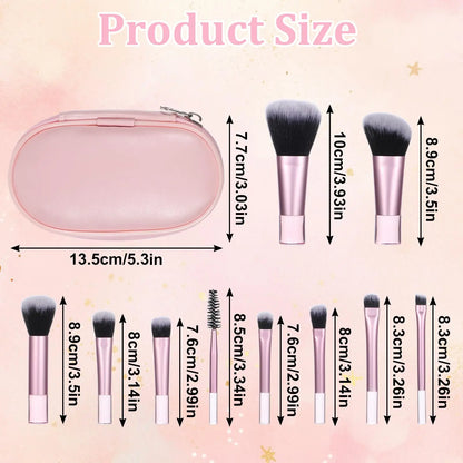 YasGlow™ 10-Piece Mini Travel Makeup Brush Set