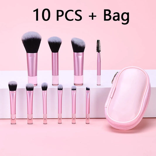 YasGlow™ 10-Piece Mini Travel Makeup Brush Set