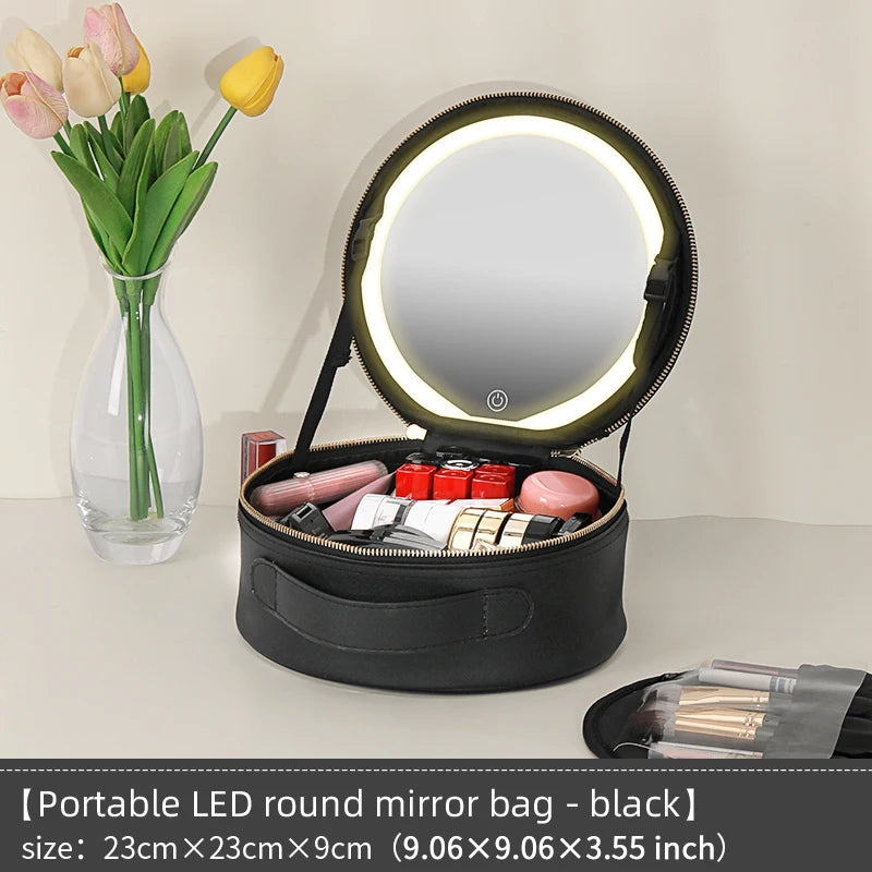 Travel Makeup Bag With Led Mirror