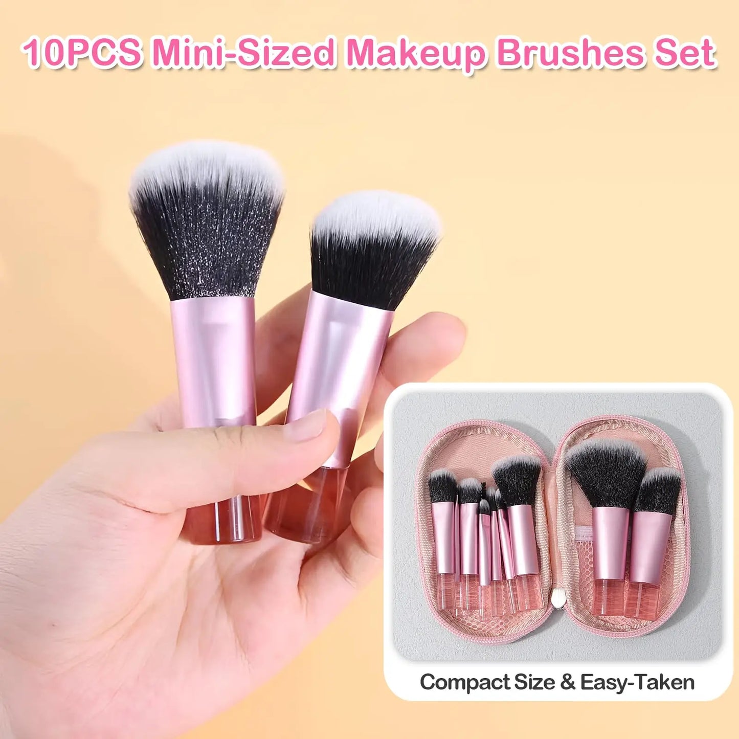 YasGlow™ 10-Piece Mini Travel Makeup Brush Set
