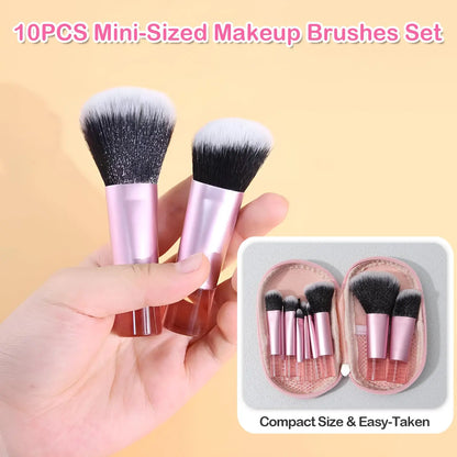 YasGlow™ 10-Piece Mini Travel Makeup Brush Set