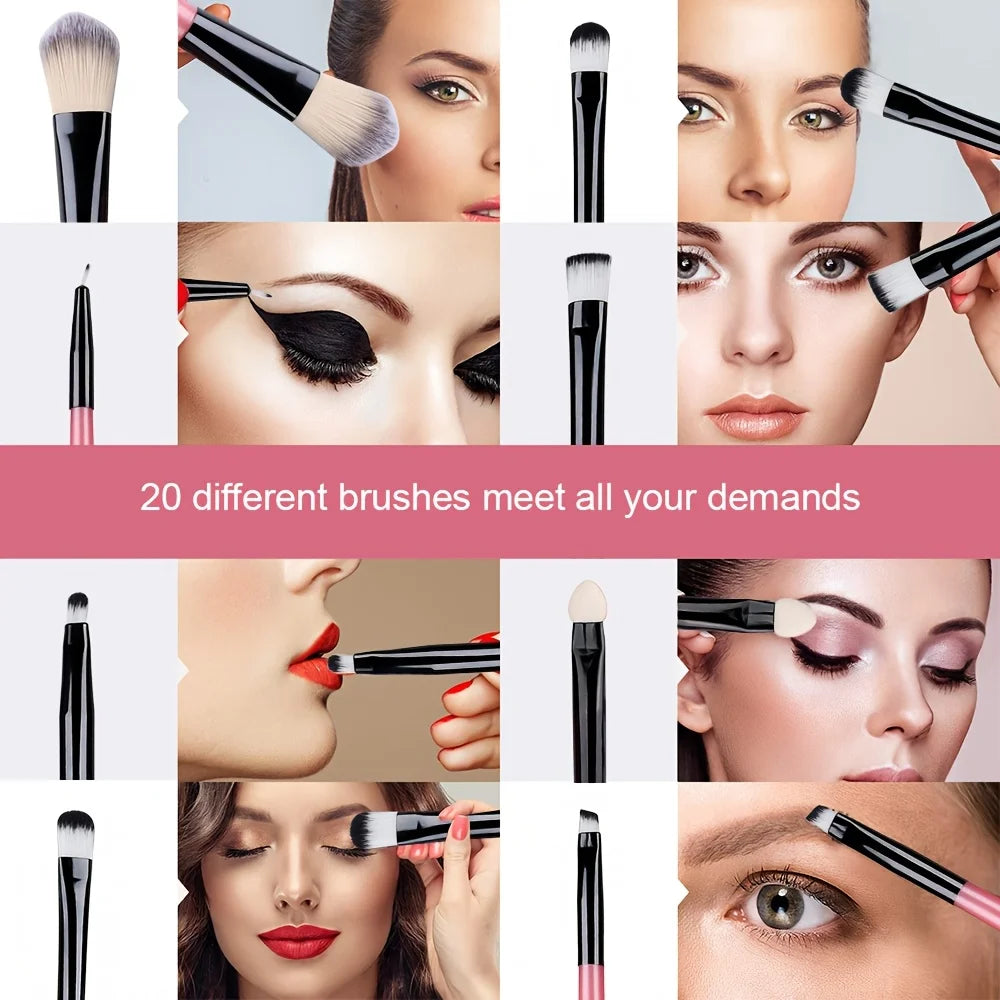 YasGlow™ 20-Piece Professional Makeup Brush Set