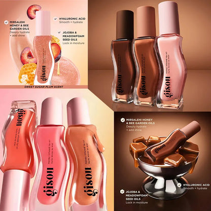 Gisou New Colors Glazed Plum Lip Balm Lip Oil Gloss Care Of The Lips Benetitnt For Lips Plumping Exfoliating Plumping Gloss