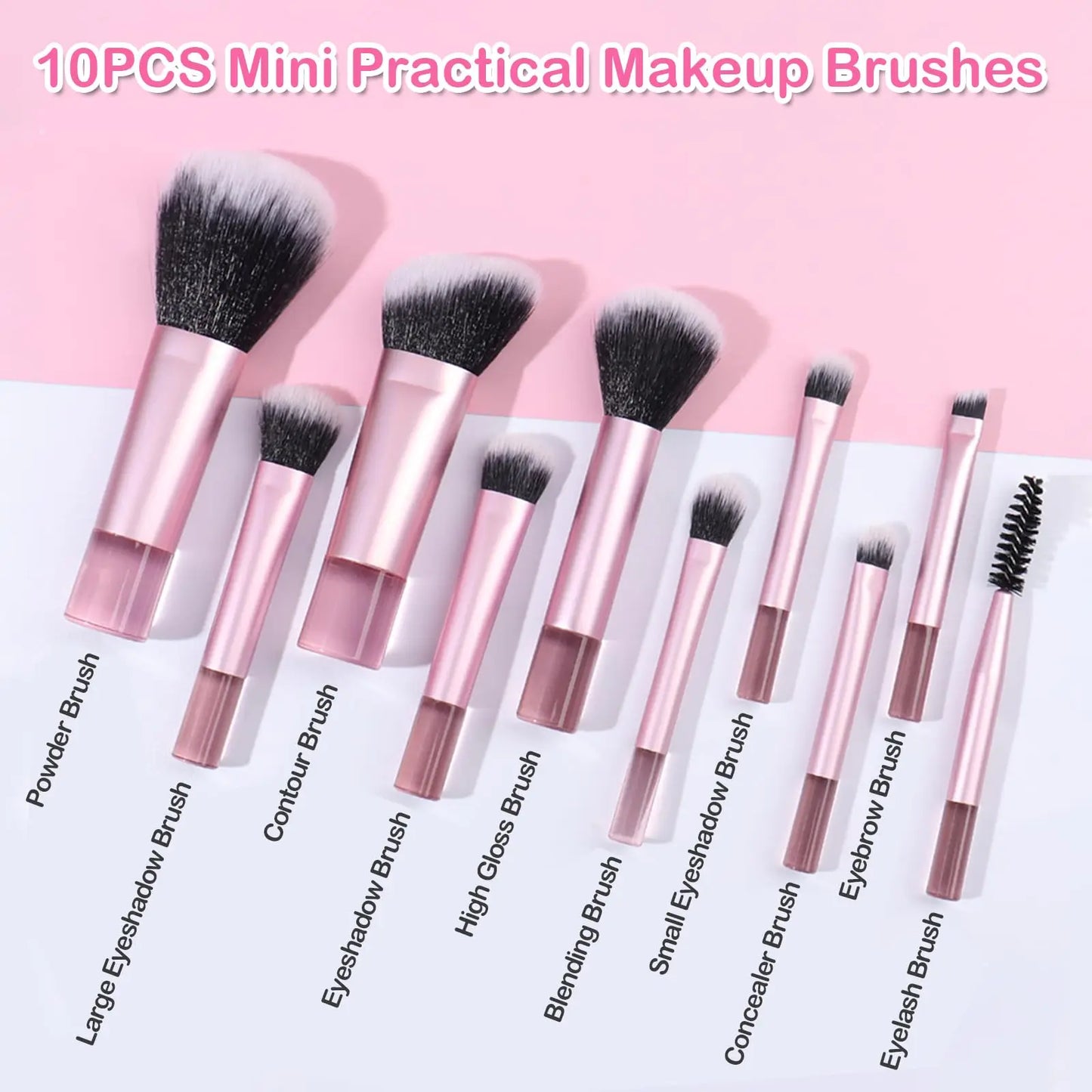 YasGlow™ 10-Piece Mini Travel Makeup Brush Set