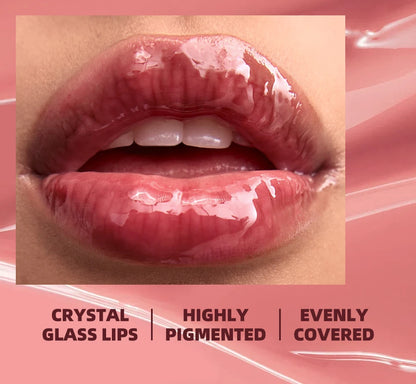 QIBEST Mirror Pearl Lipgloss Long Lasting Moisturizing Lipstick Shine Glitter Lip Glaze Non Stick Cup Jelly Pout Lip Tint Makeup