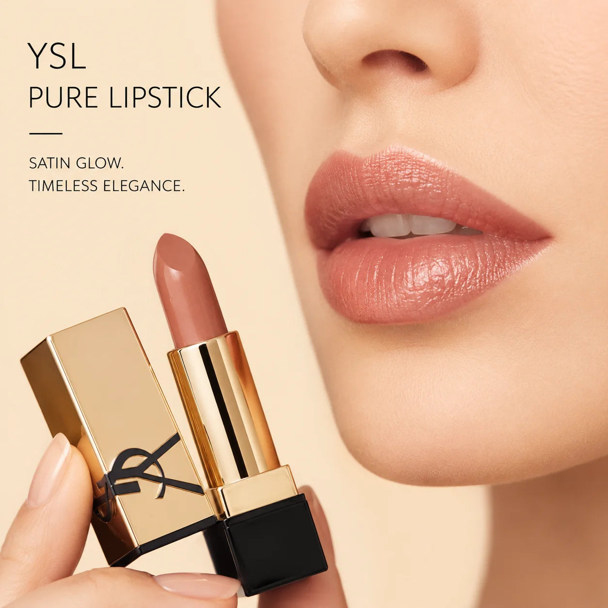 YSL Rouge Pur Couture Satin Lipstick Mini NM Nu Muse 1.3g Moisturizing Long Lasting Lipstick with Ceramides Nourishing Lip Care