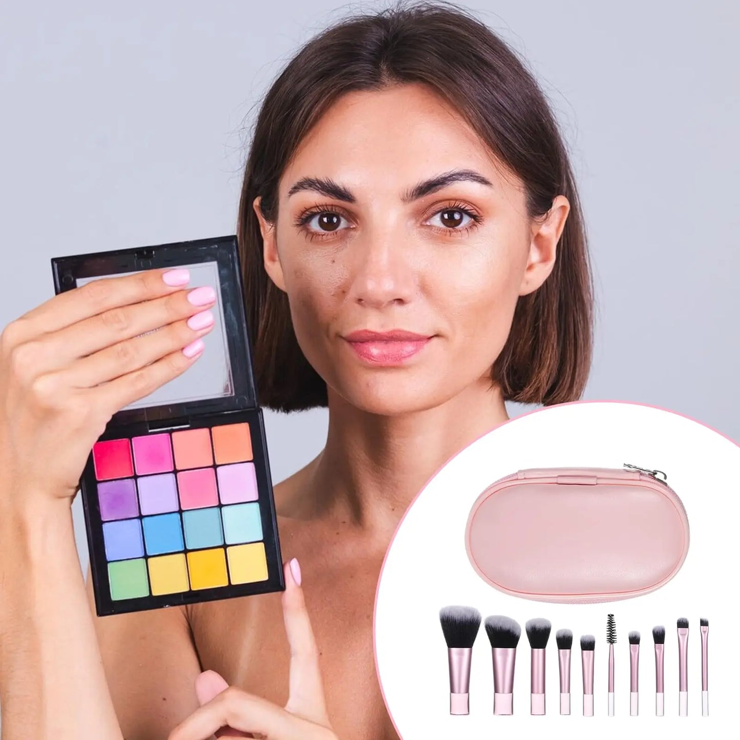 YasGlow™ 10-Piece Mini Travel Makeup Brush Set
