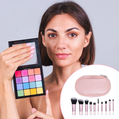 YasGlow™ 10-Piece Mini Travel Makeup Brush Set